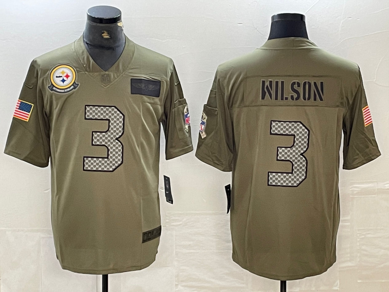 Men's Pittsburgh Steelers Russell Wilson #3 Olive Jersey